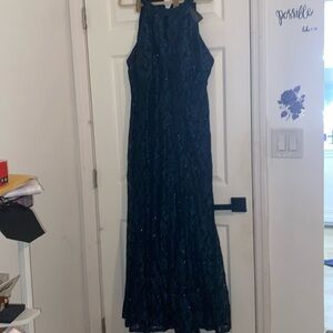 Morgan & Co. Nightway Lace Halter Gown